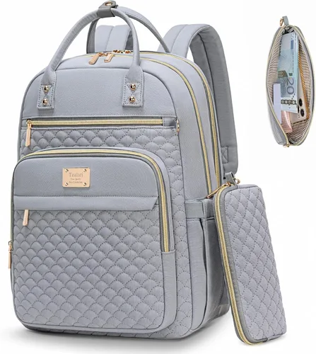 Vista 9 de Mochila Tealari para laptop para mujeres, mochila para laptop de 15.6 pulgadas para el trabajo, mochila de viaje impermeable, mochila universitaria