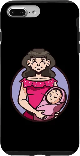 Vista 12 de iPhone XR dibujos animados madre sosteniendo bebé ilustración para niños caso