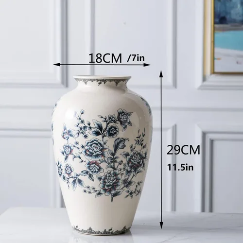Vista 4 de Jarrón alto de piso chino de cerámica para decoración del hogar, florero japonés de 12 pulgadas, recipiente sofisticado para ramas decorativas