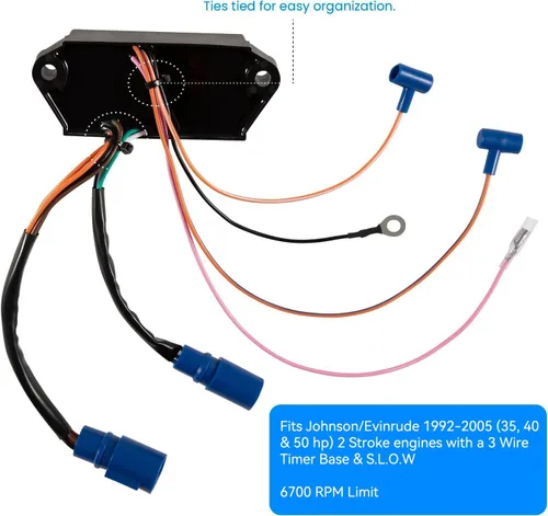 Vista 2 de 113-5316 Power Pack módulo de encendido Para motores Johnson Evinrude 1992-2005 35 HP, 40 HP y 50 HP de 2 cilindros