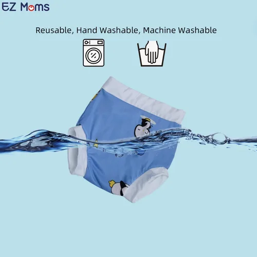 Vista 4 de EZ Moms 2 paquetes de pañales de natación para bebé, reutilizables, suaves y sedosos, pañales de natación lavables para niños y niñas, 2T, pañales