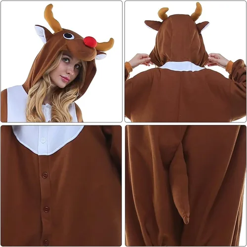Vista 6 de NEWCOSPLAY Unisex Adult Onesie Pajamas Animal One Piece Costume Cosplay Sleepwear