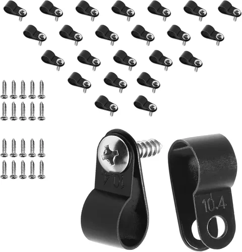 Vista 12 de 120 abrazaderas de cable tipo R de 1/2 pulgada, clips de cable de alambre de nailon con tornillos M4, clips de sujeción de cable de montaje