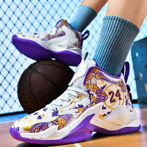 Vista 3 de FAZITIAO Zapatos de baloncesto para hombre, zapatillas de deporte impresas a