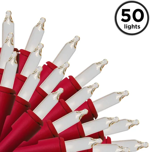 Vista 3 de Brite Star 50 Lt Designer Series Mini luces, transparente, cable rojo Alambre rojo transparente (50 Lt)