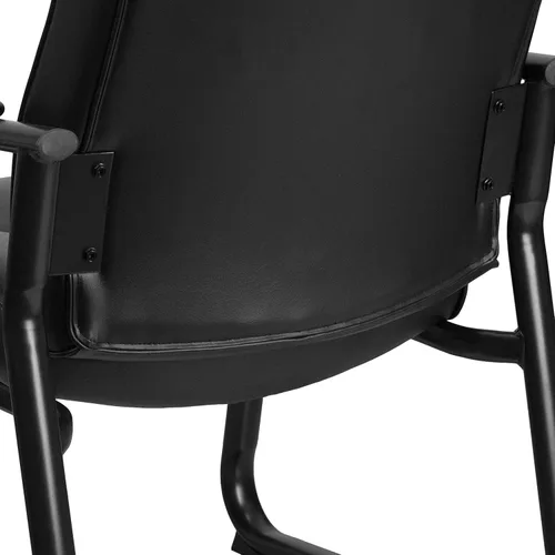Vista 8 de Flash Furniture HERCULES Series Big & Tall - Silla de recepción lateral ejecutiva LeatherSoft negra de 500 libras con base de trineo