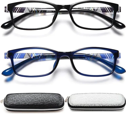 Vista 11 de EYEURL Lentes de lectura para mujeres y hombres, bloqueo de luz azul, 0.00 anti fatiga ocular, TR90 lentes de marco rectangular ultraligero