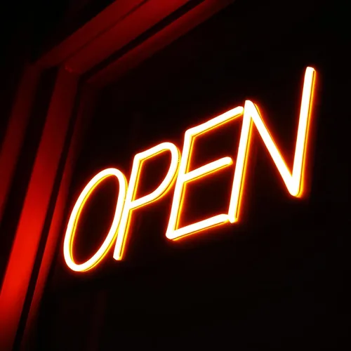 Vista 7 de Letreros abiertos para negocios 12V/2A letrero de neón LED súper brillante de 16 pulgadas, letrero abierto iluminado, letrero eléctrico