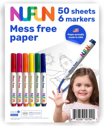 Vista 4 de NuFun Activities Rollo de caballete libre de desorden de 17 pulgadas x 200 pies, papel de colorear en blanco para niños, papel de arte sin desorden