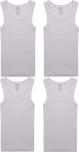 Vista 3 de Buyless Fashion Camiseta sin etiqueta de cuello redondo para niños, camiseta sin mangas de algodón suave (paquete de 4)