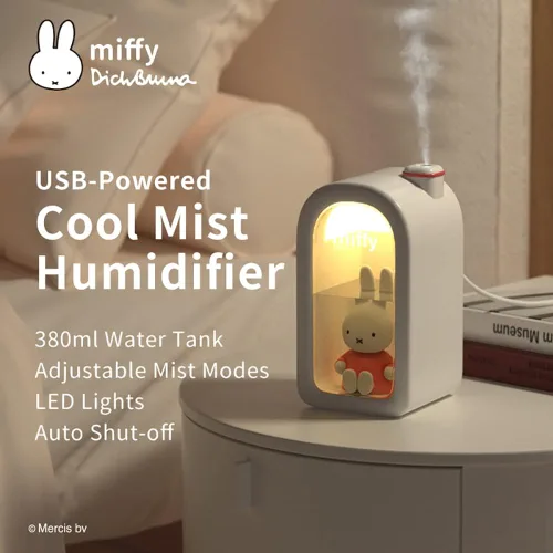 Vista 2 de Mipow X Miffy Humidificador de Neblina Fría - Humidificador Ultrasónico Silencioso, Mini Humidificador Bonito con Luz Nocturna, Humidificador