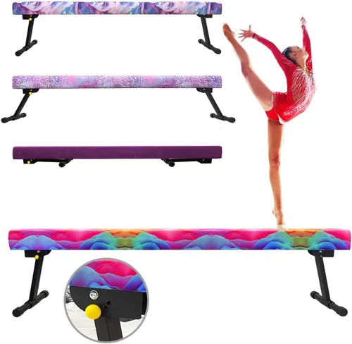 Vista 15 de Viga de equilibrio ajustable y plegable de gimnasia de 8 pies, equipo de gimnasio para el hogar, fácil de ensamblar y almacenar, no requiere Pnk