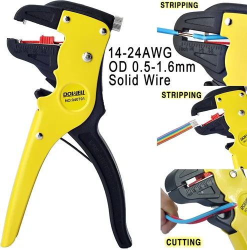 Vista 2 de DOWELL Herramienta pelacables Cortador de pelacables 14-24AWG para reparación automotriz eléctrica de alambre de cinta plana HY040701N