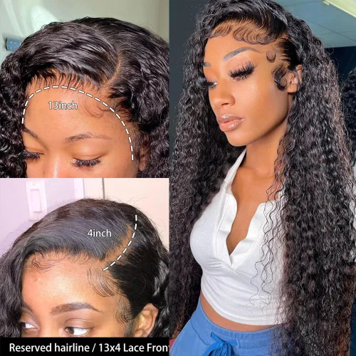 Vista 4 de Pelucas para mujeres negras, pelucas de encaje frontal de 13x6 Water Wave, pelucas sintéticas HD con encaje frontal, línea capilar natural