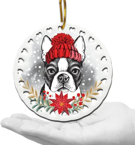 Vista 4 de BELLA BUSTA -Adorno de Navidad para perros, decoración navideña para amantes de los perros, estampado de Navidad UV