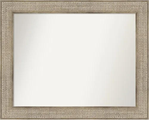 Vista 158 de Amanti Art Espejo de baño plateado para sobre fregadero, 26 x 26 pulgadas, espejo cuadrado de níquel pulido, marco de madera tradicional mediano, se
