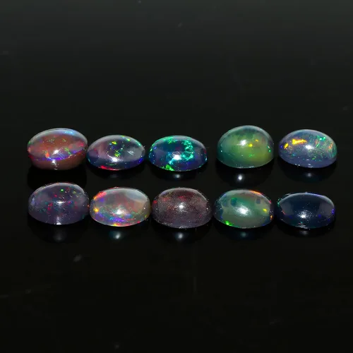 Vista 6 de AURA GEMS Ópalo Natural Negro Óvalo - Juego al por Mayor de Gemas de Ópalo Etíope - Cristales Sanadores - Juego a Granel de Gemas para Hacer Joyería