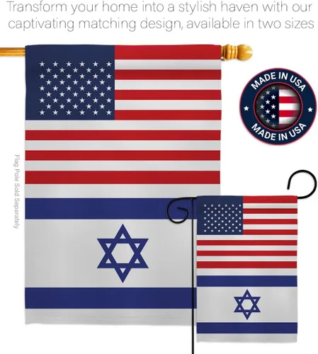 Vista 4 de Bandera israelí estadounidense de bandera de Israel, 2 piezas de pancartas de pared para habitación, patio, césped, jardín, tapiz interior al aire