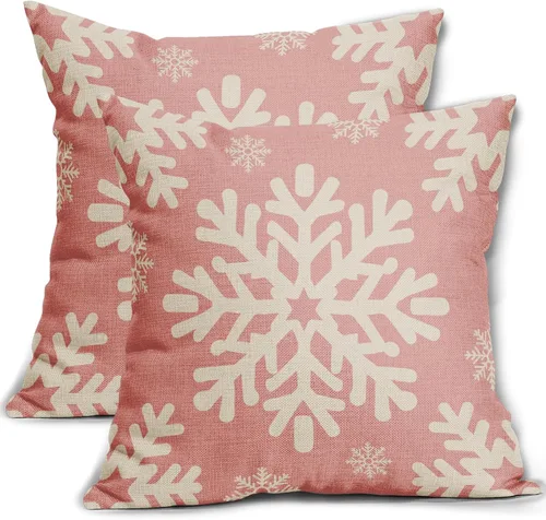 Vista 24 de Fundas de almohada decorativas de Navidad negras 40x40 cm con copos de nieve blancos de Navidad, juego de 2, temática rústica de invierno