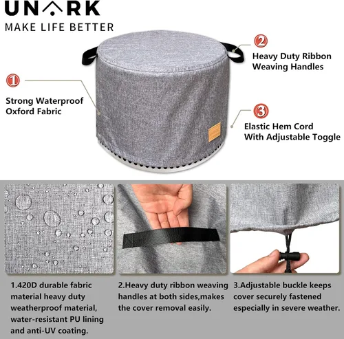 Vista 3 de Cubierta redonda para hoguera UNARK para Ranger de 15 pulgadas, accesorio impermeable para Ranger de 15 pulgadas, accesorio impermeable