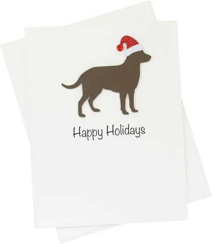 Vista 18 de Black Doodle Bernedoodle - Tarjetas de Navidad (10 unidades), hechas a mano, base blanca, perro con sombrero de Papá Noel Negro