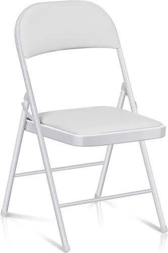 Vista 15 de Fenbeli Paquete de 1 silla plegable con cojín, silla de metal negro con asiento acolchado y marco de acero duradero, sillas plegables de capacidad
