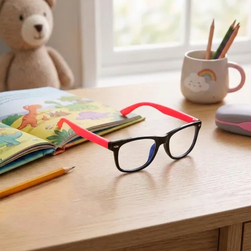 Vista 4 de Lentes rectangulares digitales con bloqueo de luz azul para niños y niñas de 5 a 12 años