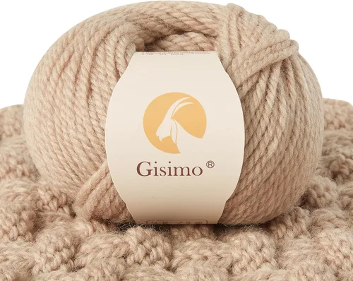 Vista 53 de 100% lana de merino para tejer, 3 capas de lana lujosa y suave para tejer a mano y ganchillo (ámbar, 1 bola)