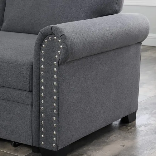 Vista 6 de Alexent Sofá cama convertible con cama extraíble, sofá cama de 3 plazas, sofá cama con diván de almacenamiento para apartamento, sala de estar