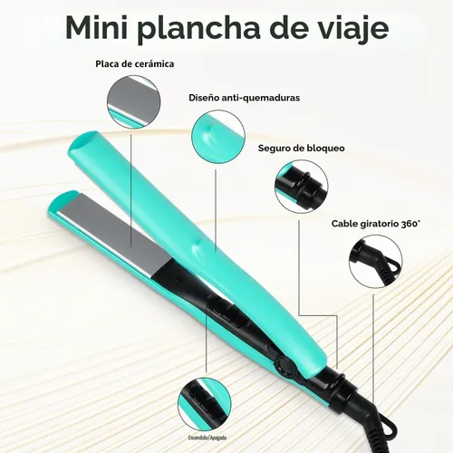 Vista 5 de Mini plancha plana de cerámica de 1 pulgada, enderezadora de pelo