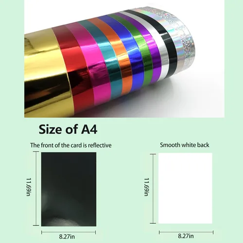 Vista 2 de TGXRZX Papel de cartulina negro metálico, tamaño 8" x 11" (250gsm), 15 piezas, tablero de lámina dorada con acabado espejo para manualidades