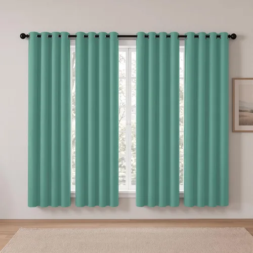 Vista 109 de Cortinas de oscurecimiento de habitación de 45 pulgadas de largo para dormitorio y sala de estar, cortinas térmicas aislantes con ojales