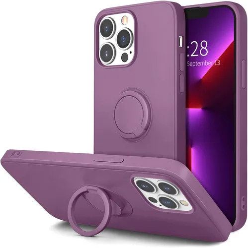 Vista 14 de Hython Funda para iPhone 13 Pro Max con soporte de anillo [soporte de anillo giratorio de 360° con soporte magnético] [forro de microfibra suave]