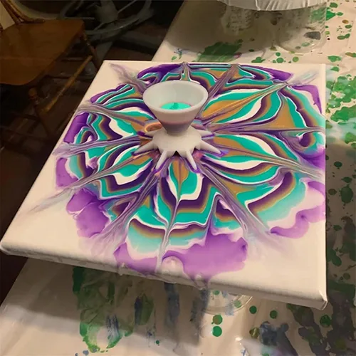 Vista 6 de Taza dividida para verter pintura, mini embudo dividido de 7 patas, mini embudo para verter flores, pintura de bricolaje, embudo para verter