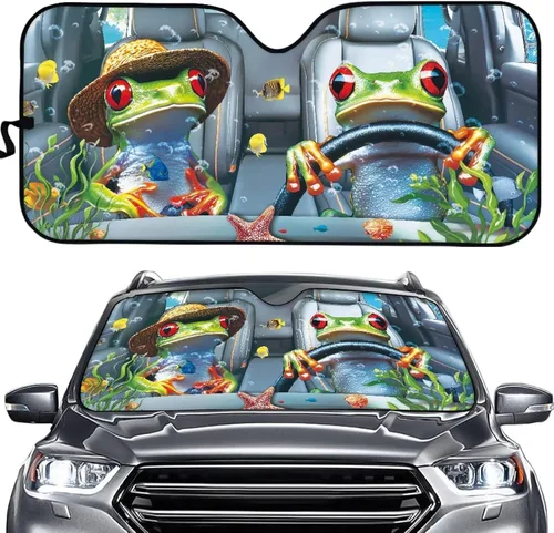 Vista 44 de SEANATIVE Parasol divertido para parabrisas de automóvil, protección contra rayos UV, protector de ventana delantera, diseño de ojos enojados