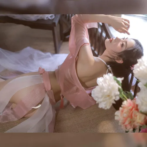 Vista 5 de Lencería sexy china transparente para mujer, vestido Hanfu bordado para mujer