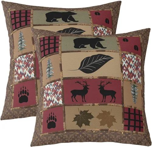 Vista 44 de Juego de 2 fundas de almohada con estampado de piel de vaca de 16"x16", fundas de cojín de piel de vaca para sala de estar, dormitorio, casa