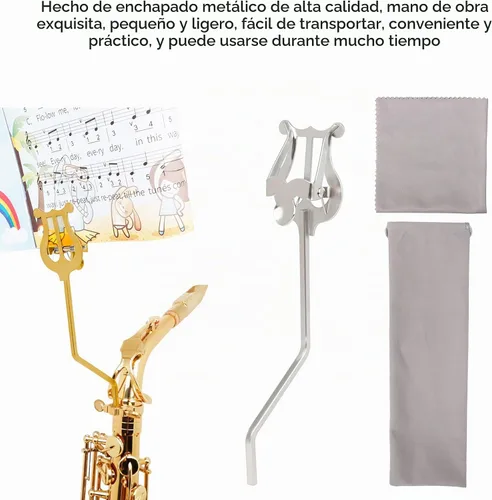Vista 5 de Yibuy Sax Abrazadera Clip Lira para Saxofón Alto Tenor Banda Para Marcha Clips Plata