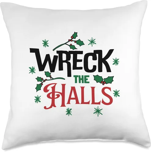 Vista 4 de jovy fits Wreck Funny Christmas Deck The Halls - Almohada para niños, 16 x 16 pulgadas, multicolor