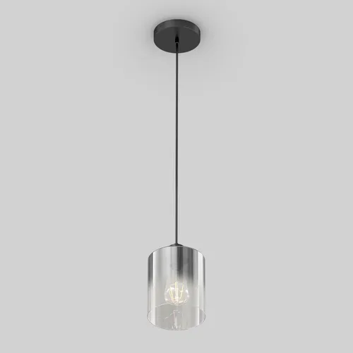 Vista 7 de artika Lámpara colgante Haze con degradado cromado ahumado y cristal transparente, ideal para cocina, comedor, baño, lámpara colgante individual