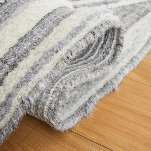 Vista 6 de Safavieh Kilim Collection Alfombra de pasillo, 2 pies 3 pulgadas x 9 pies, gris oscuro y marfil, hecha a mano de lana moderna de mediados de siglo