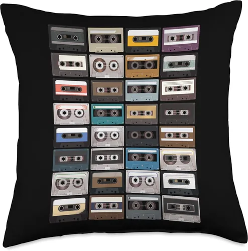 Vista 4 de Pretees Cinta de casete Retro 80s 90s Mixtape - Almohada de música gráfica de radio, 16x16, multicolor