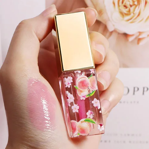 Vista 6 de evpct 3 Piezas Melocotón Fresa Sandía Mini Brillo Labial Tintado Transparente que Cambia de Color según el PH Conjunto para Mujeres Niñas Aceite