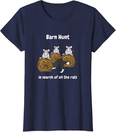Vista 24 de Funny Barn Hunt - En busca de las ratas con Border Collie Camiseta, Negro