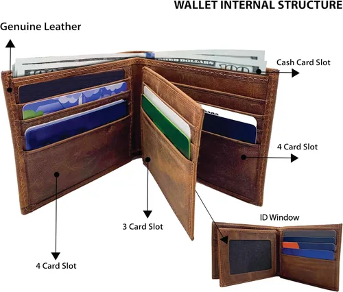 Vista 6 de Personalized Mens Wallet,Genuine Leather Wallet, Custom Men Wallets for Him, Husband, Dad, Boyfriend, Groom, Gift for Birthday, Anniversary