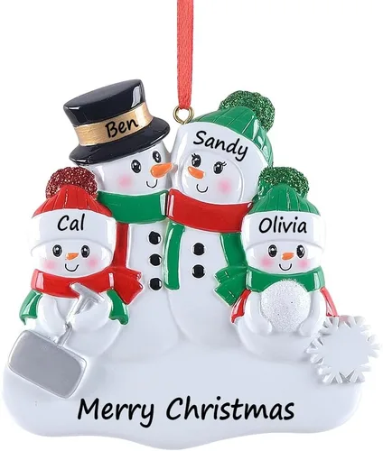 Vista 8 de Adorno familiar personalizado 2025, adornos familiares únicos, pala de muñeco de nieve, decoración de fiesta, adornos de Navidad de pareja de muñeco