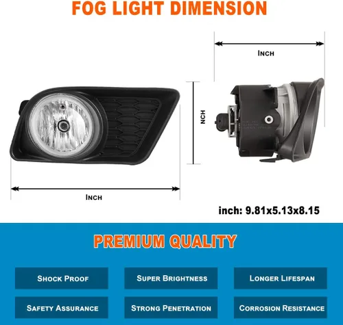 Vista 4 de Nixon Offroad Juego de luces antiniebla para Dodge Charger 2011-2014 con bombilla + cubierta de bisel negra + kit de arnés de cableado + interruptor