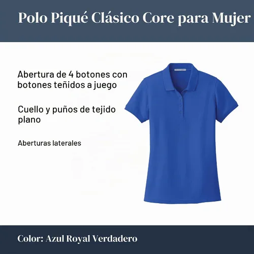 Vista 7 de Port Authority Polo Core Classic Piqué para mujer Negro profundo