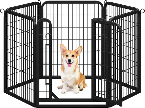Vista 16 de Yaheetech Corralito para perros, 24 pulgadas, 2 paneles, corral para perros para interiores, resistente, corral de ejercicio para cachorros, valla