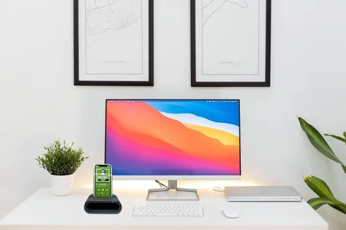 Vista 7 de Soporte para teléfono familiar de roble (tamaño grande, hecho para fundas de más de 1/2 pulgadas)